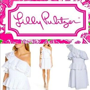 White/Cream Lilly Pulitzer Josey One-Shoulder NWT SZ 14